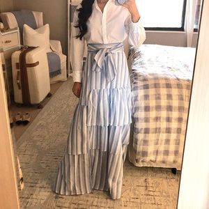 Days Away Light Blue Stripe Maxi Skirt NWOT